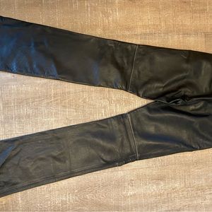 BCBG leather pants. White top stitching. Size 0